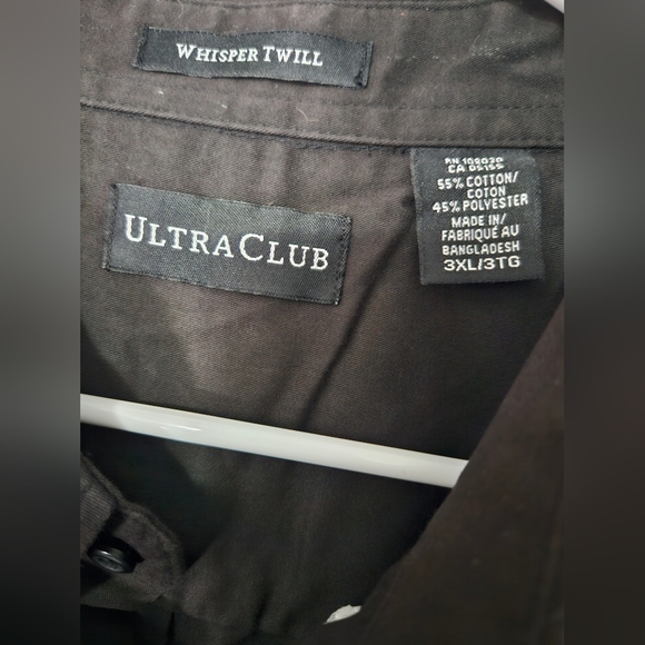130) Ultra Club Whisper Twill men's black shirt NWT - Picture 4 of 9